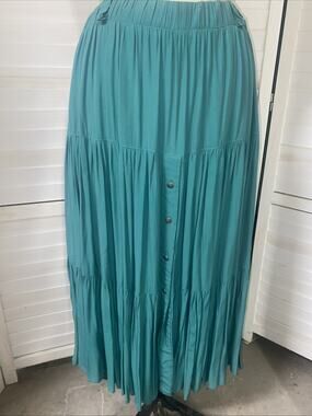 Vintage Desert West By Sherry Holt Womens Skirt Green Elastic Waist Maxi M/L